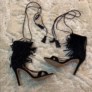Fringe Lace Up Heels